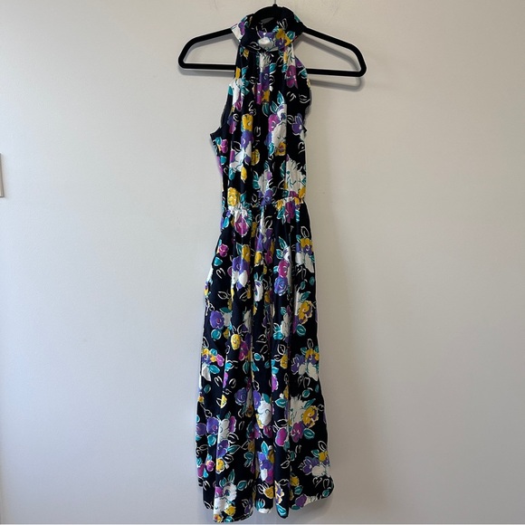 Vintage Algro-Ettes Floral Halter Fit and Flare Dress Midi Womens Size 9 Canada - Picture 1 of 15